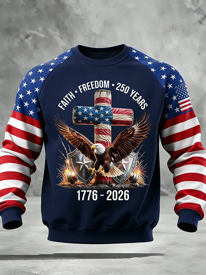 USA Eagle 250th Anniversary Baseball Sweatshirt 1776 2026 Independence Day Gift Ideas