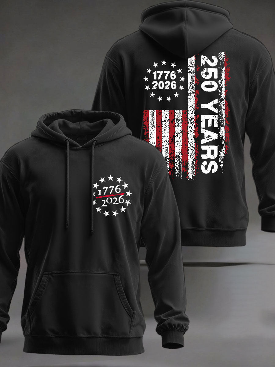 USA Flag 250 Years Of Freedom Hoodie Independence Day Clothing America's Birthday Gifts