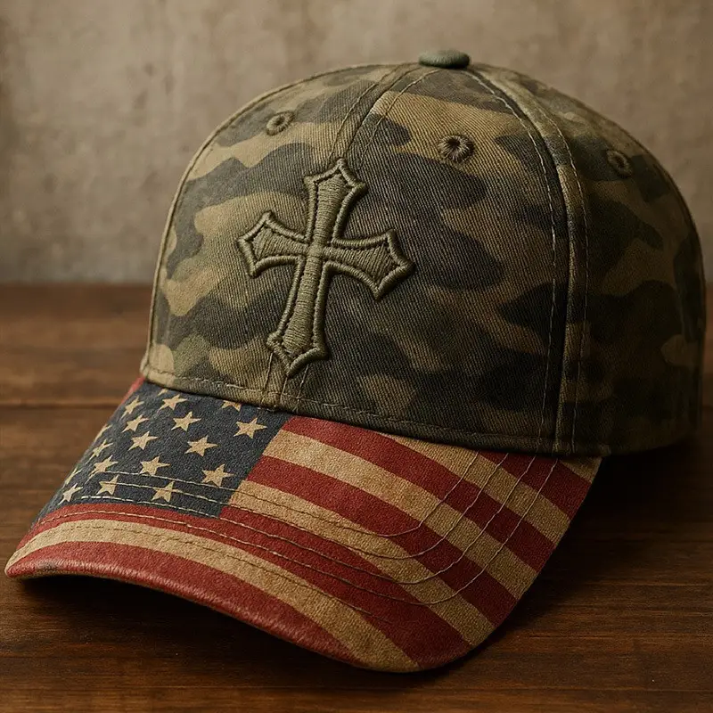 USA Flag Cross Baseball Cap Religious Christian Patriotic Presents For Friends