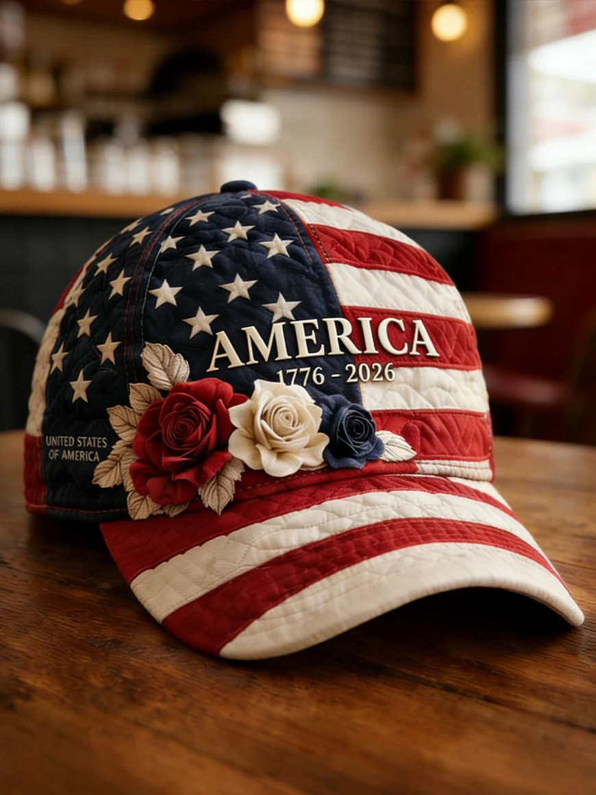 USA Flag Floral Hat 1776-2026 America Cap Vintage Independence Day Hat Gift For Her