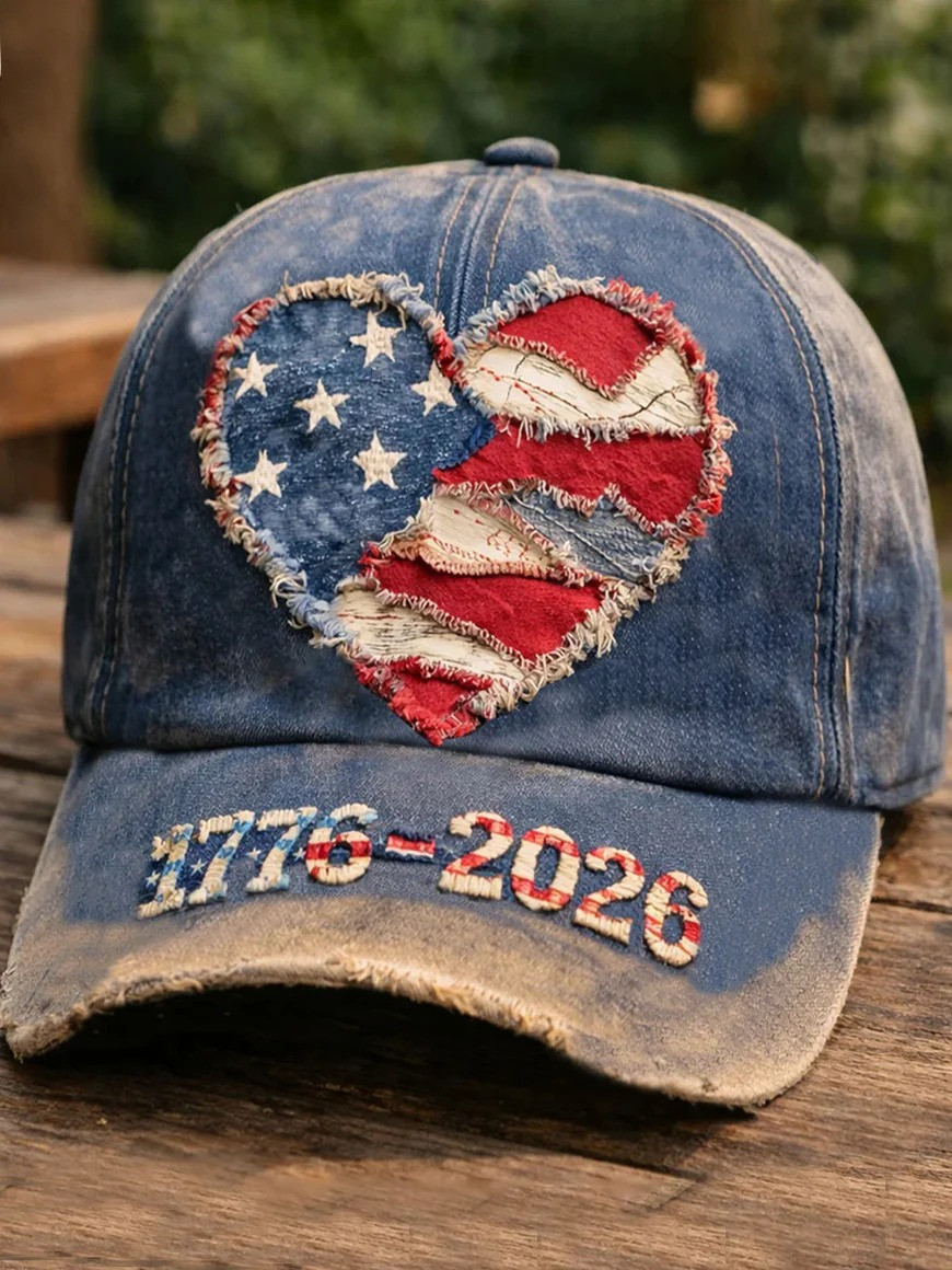 USA Flag Heart Hat Patchwork Heart Design American Flag Cap Best Gift for Her