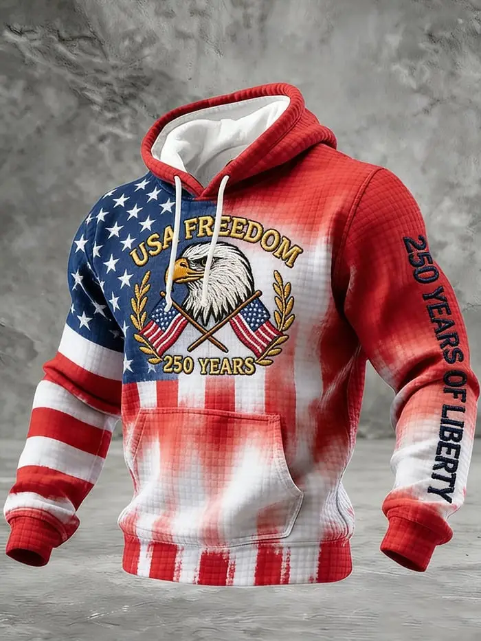 USA Freedom 250 Years Waffle Hoodie 250 Years Of Liberty Pullover Gift For Him