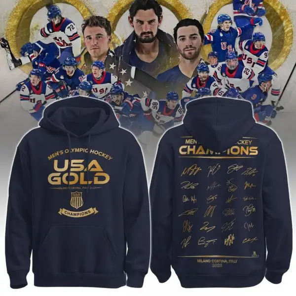 USA Gold Men’s Olympic Hockey Hoodie Champions 2026 Apparel Unique Gift for Hockey Lovers