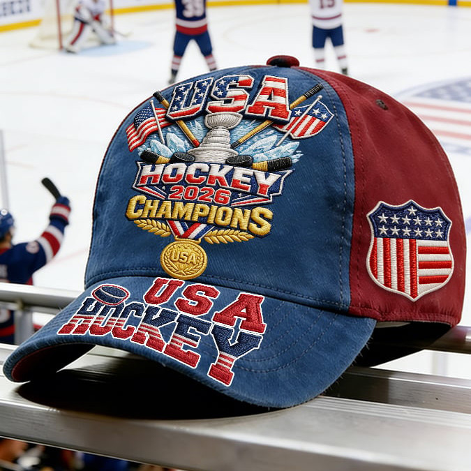 USA Hockey Champions 2026 Gold Medal Hat USA Hockey Gold Baseball Cap Best Fan Gear