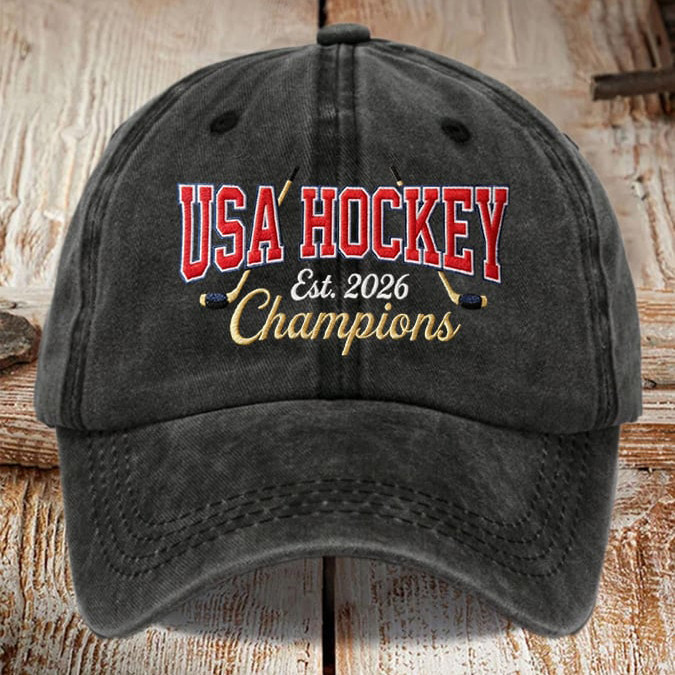 USA Hockey Champions 2026 Hat USA Gold Medals Baseball Cap Hockey Fans Gift
