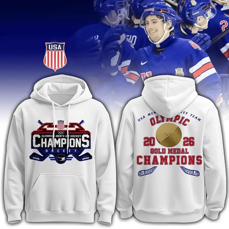 USA Hockey Gold Medal Hoodie Team USA Men's Ice Hockey Champions Merch Winter Olympics 2026