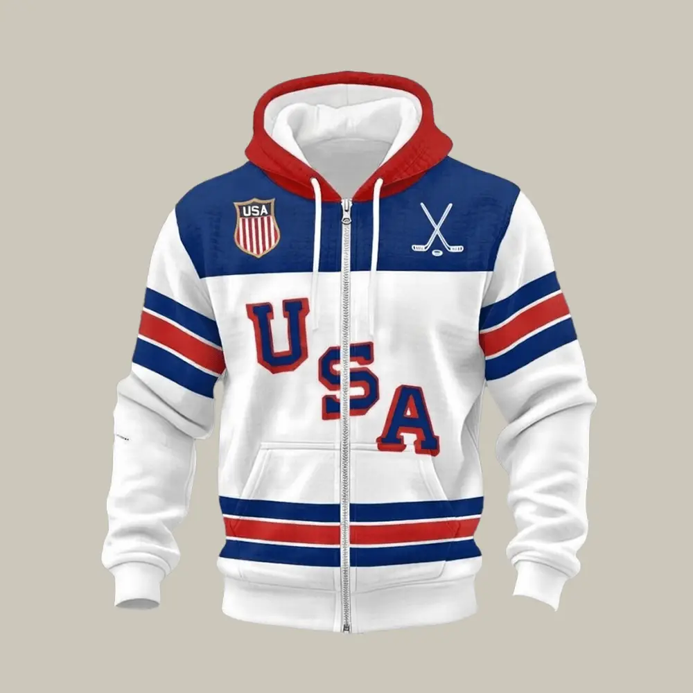 USA Hockey Team 2026 Winter Olympic Zip Hoodie Milano Cortina 2026 Winter Olympic Apparel USA Hockey Team 2026 Winter Olympic Zip Hoodie Milano Cortina 2026 Winter Olympic Apparel - Image 1