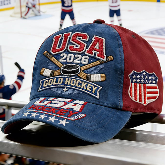 USA Hpckey Gold Medal 2026 Hat USA Hockey Gold Baseball Cap Present Idea