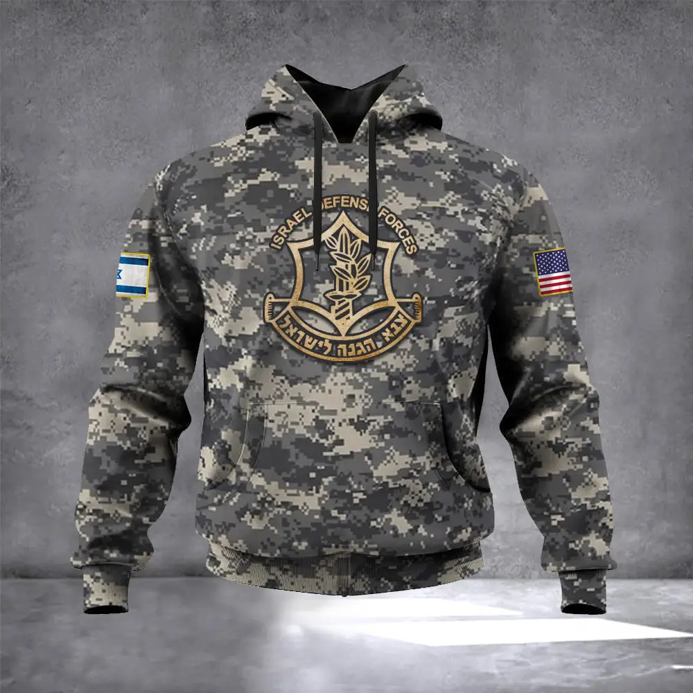 USA I Stand With Israel Camo Hoodie Israel Defense Forces Hoodie Israeli Clothing IDF Merch