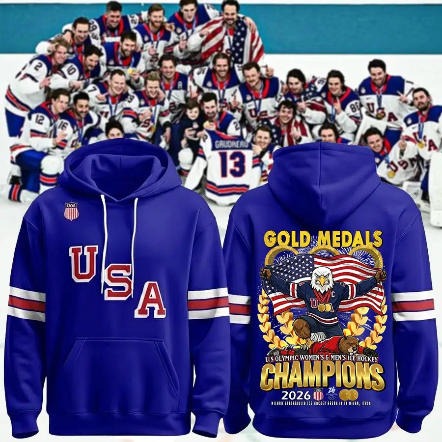 USA Ice Hockey 2026 Olympic Champions Double Gold Unisex 3D Hoodie Best Gift For Fans USA Ice Hockey 2026 Olympic Champions Double Gold Unisex 3D Hoodie Best Gift For Fans - Image 1