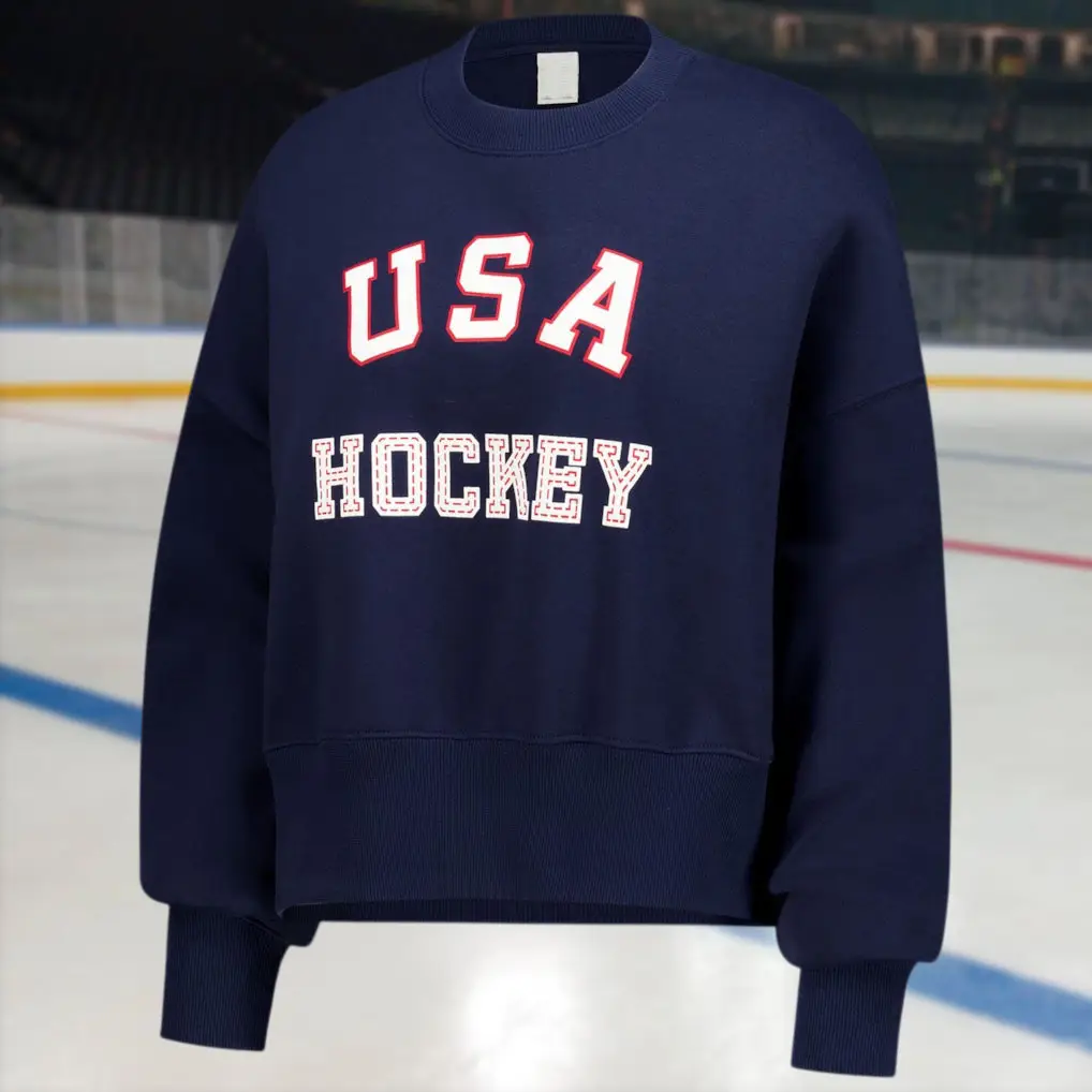 USA Ice Hockey 2026 Olympics Navy Oversized Graphic Sweatshirt Women Fan Gear Best Gift USA Ice Hockey 2026 Olympics Navy Oversized Graphic Sweatshirt Women Fan Gear Best Gift - Image 1