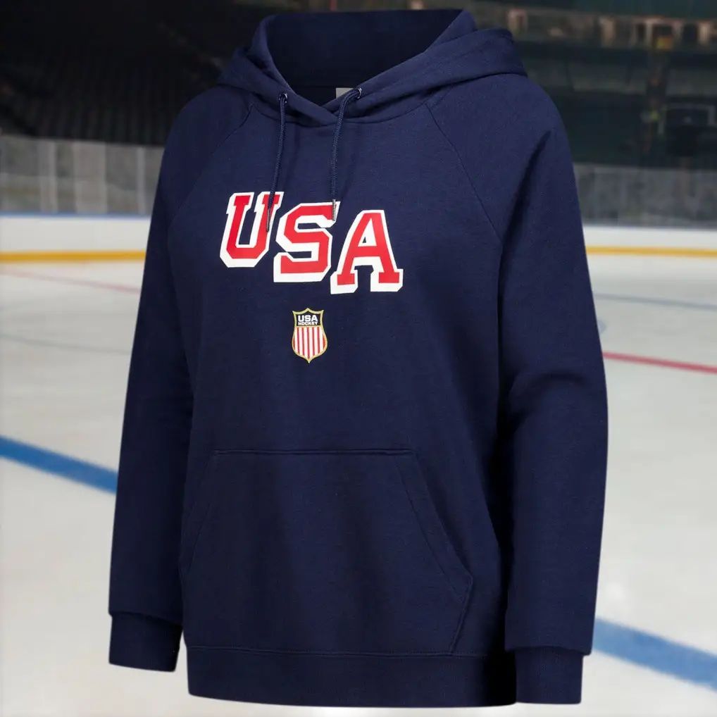 USA Ice Hockey 2026 Olympics Navy Varsity Graphic Hoodie Women Fan Gear Best Gift Ideas