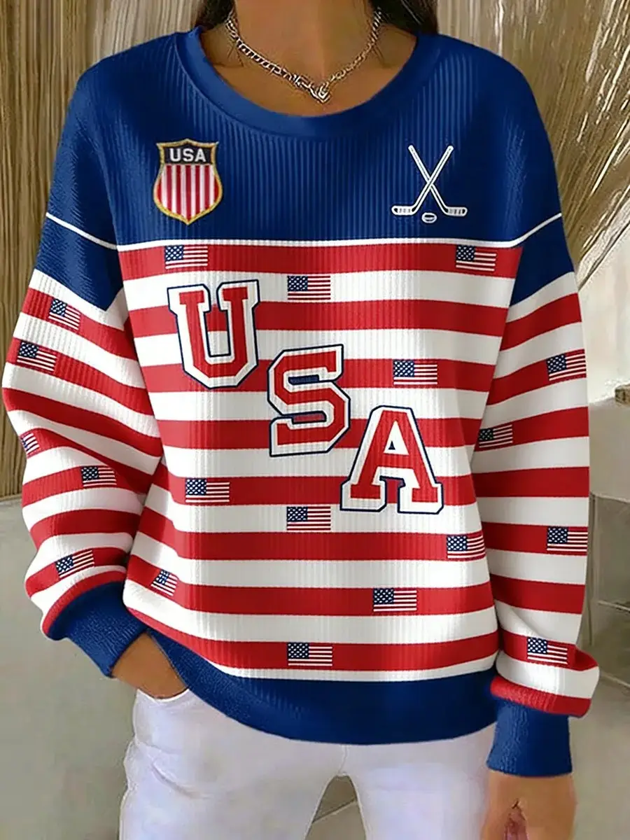 USA Ice Hockey 2026 Winter Olympics Sweatshirt USA Flag Print Team USA Milano Cortina Clothing