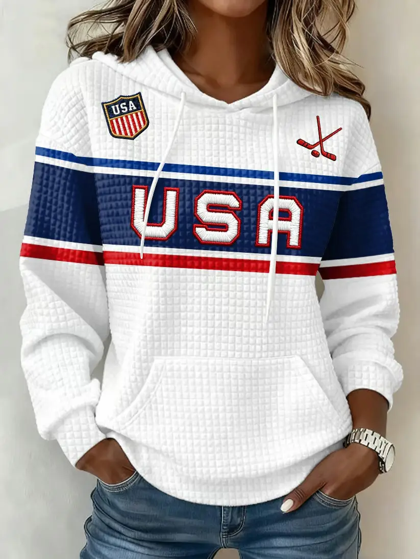 USA Ice Hockey Olympics 2026 Style Graphic Hoodie Women Gift For USA Fans