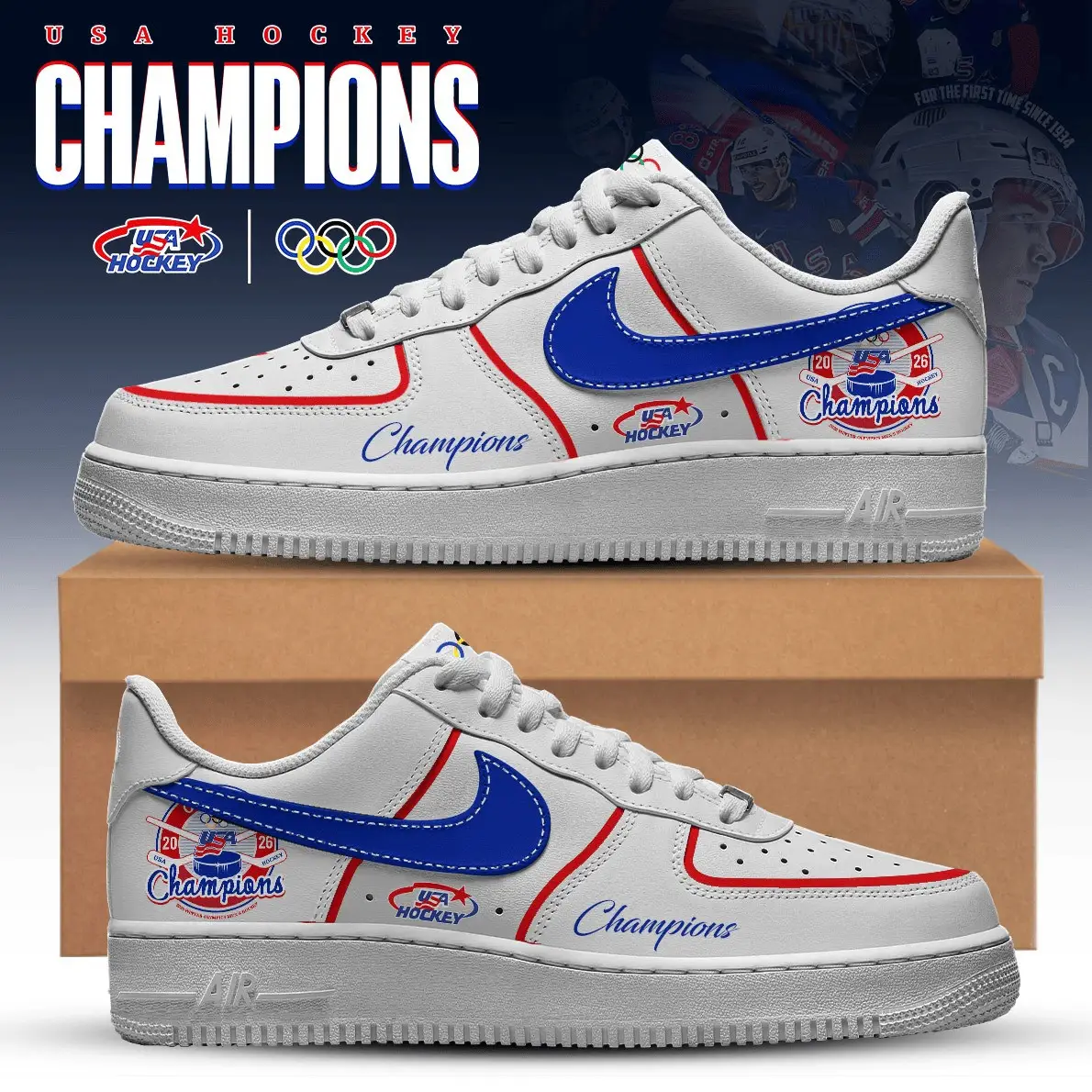 USA Mens Ice Hockey Gold Medal Sneaker USA Hockey Championship 2026 Gear Gift Ideas