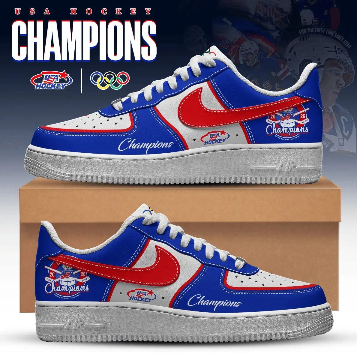 USA Mens Ice Hockey Gold Medal Sneaker USA Hockey Gear Team USA Pride Gift for Husband USA Mens Ice Hockey Gold Medal Sneaker USA Hockey Gear Team USA Pride Gift for Husband - Image 1
