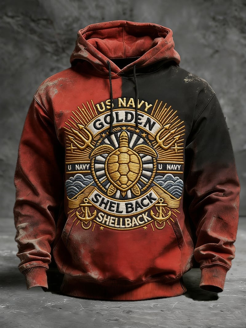 USA Navy Golden Anchor Hoodie Red Black 250th Anniversary Pullover Gift For Sailors USA Navy Golden Anchor Hoodie Red Black 250th Anniversary Pullover Gift For Sailors - Image 1