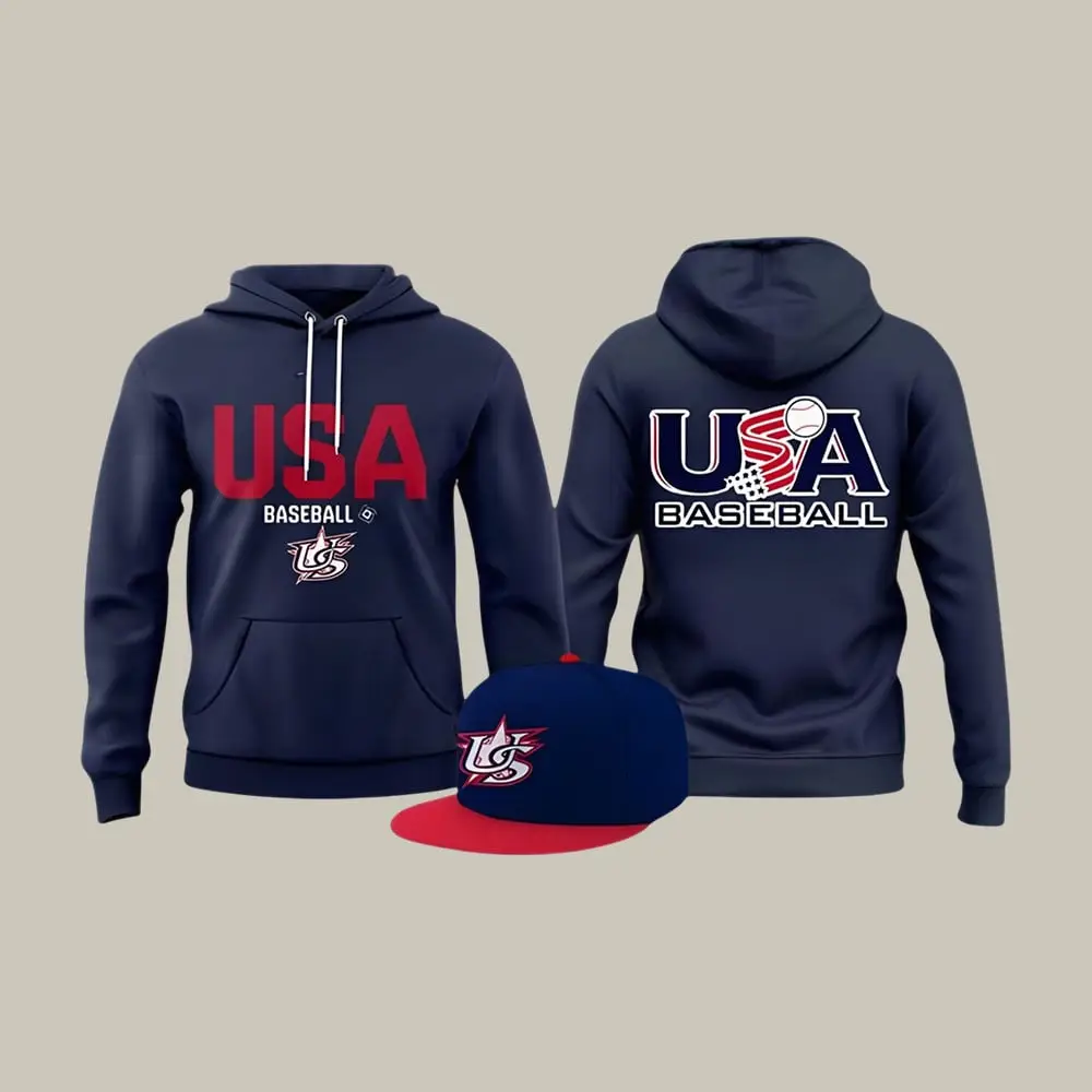 USA World Baseball Classic Hoodie USA National Baseball Team Hooded Sweatshirt Best Fan Gift USA World Baseball Classic Hoodie USA National Baseball Team Hooded Sweatshirt Best Fan Gift - Image 1