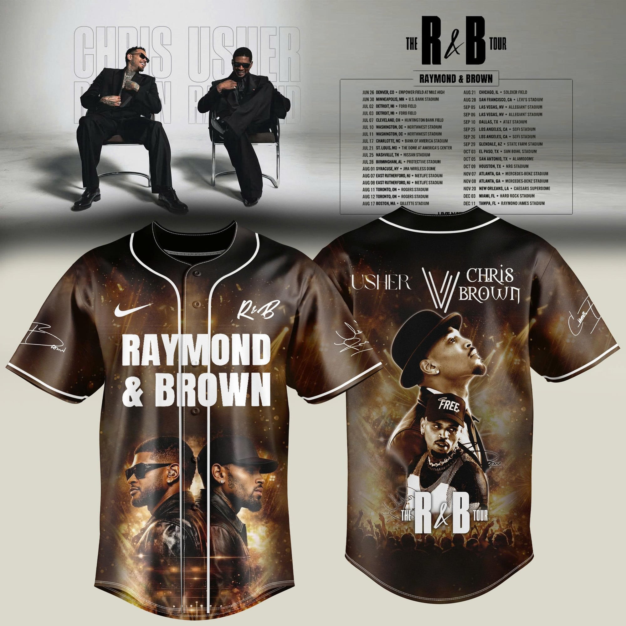 Usher And Chris Brown The R&B Tour 2026 Jersey Fan Merch Gifts For Boyfriend