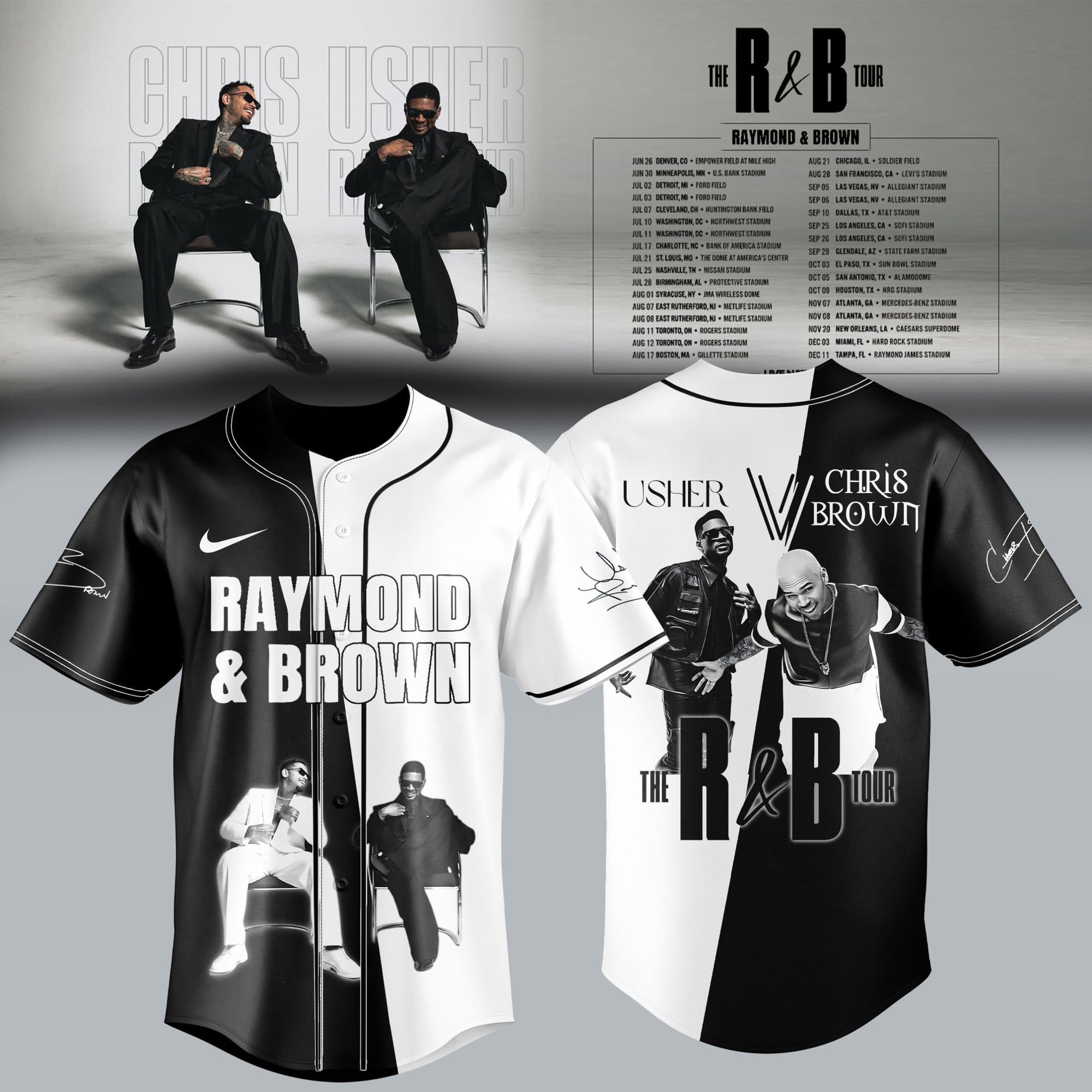 Usher And Chris Brown The R&B Tour Jersey 2026 Fan Merch Gifts Ideas For Brothers