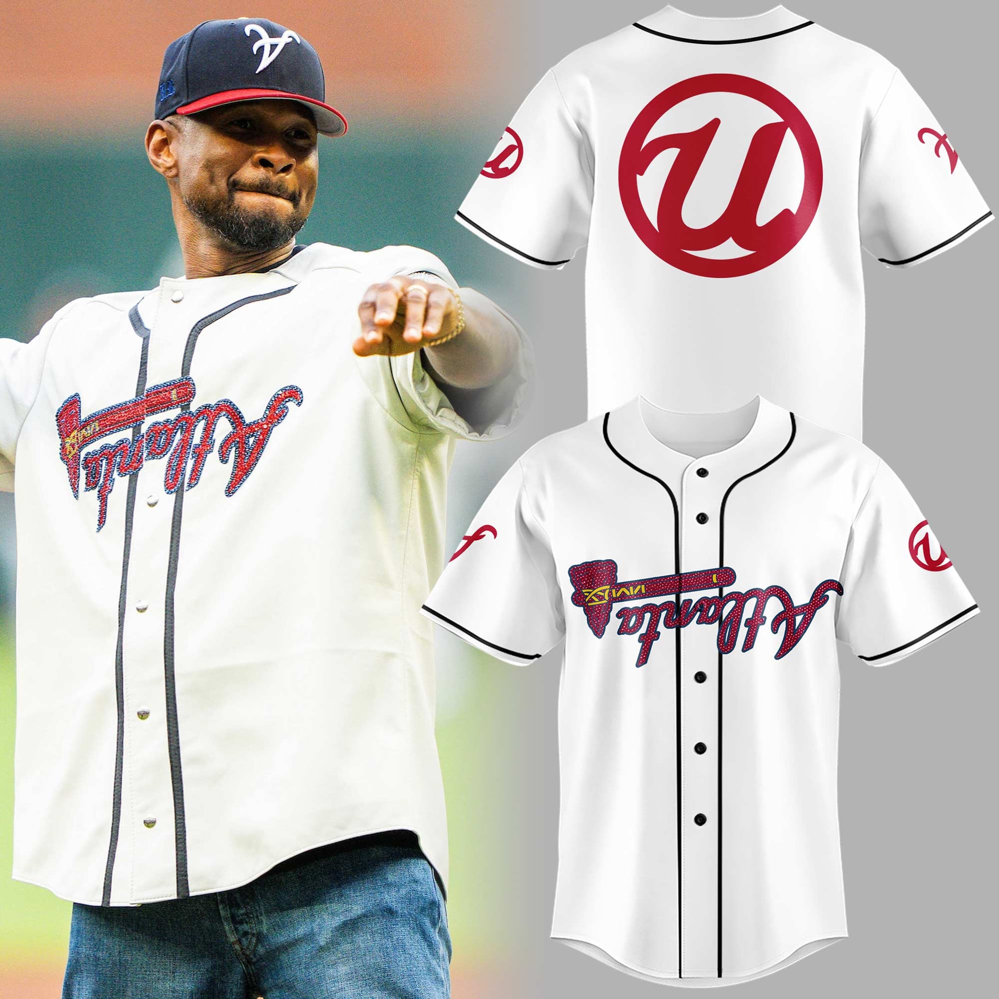 Usher X Atlanta Braves Peace Up A-Town Down Jersey Best Gifts For Baseball Fans