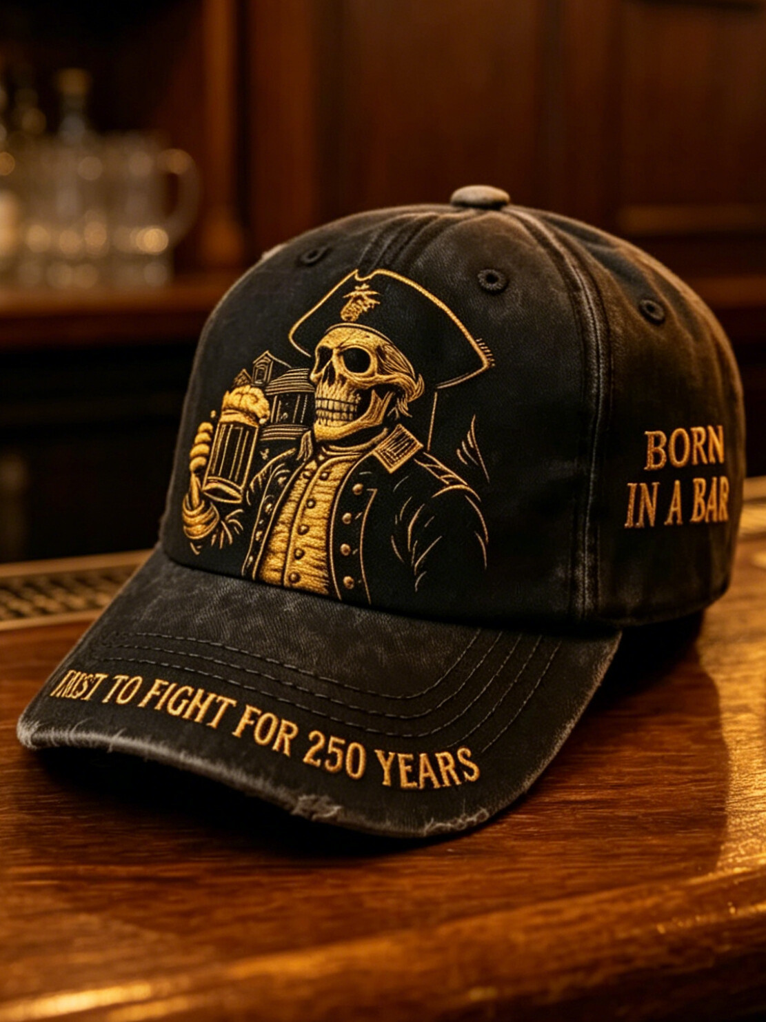 USMC 250th Anniversary Baseball Cap Born In A Bar Hat Patriotic Gift For Men