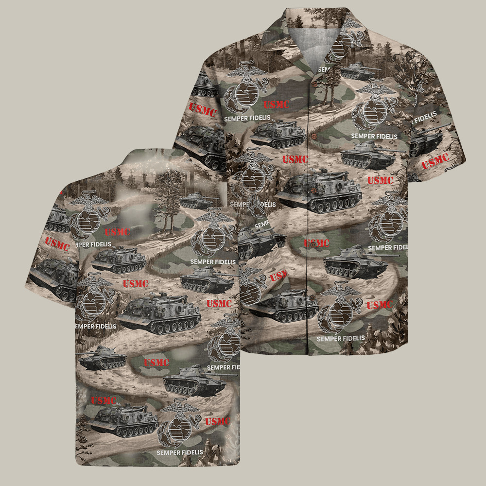USMC 250Th Anniversary Hawaiian Shirt Semper Fidelis Veteran Merch Marine Corps Birthday Gifts