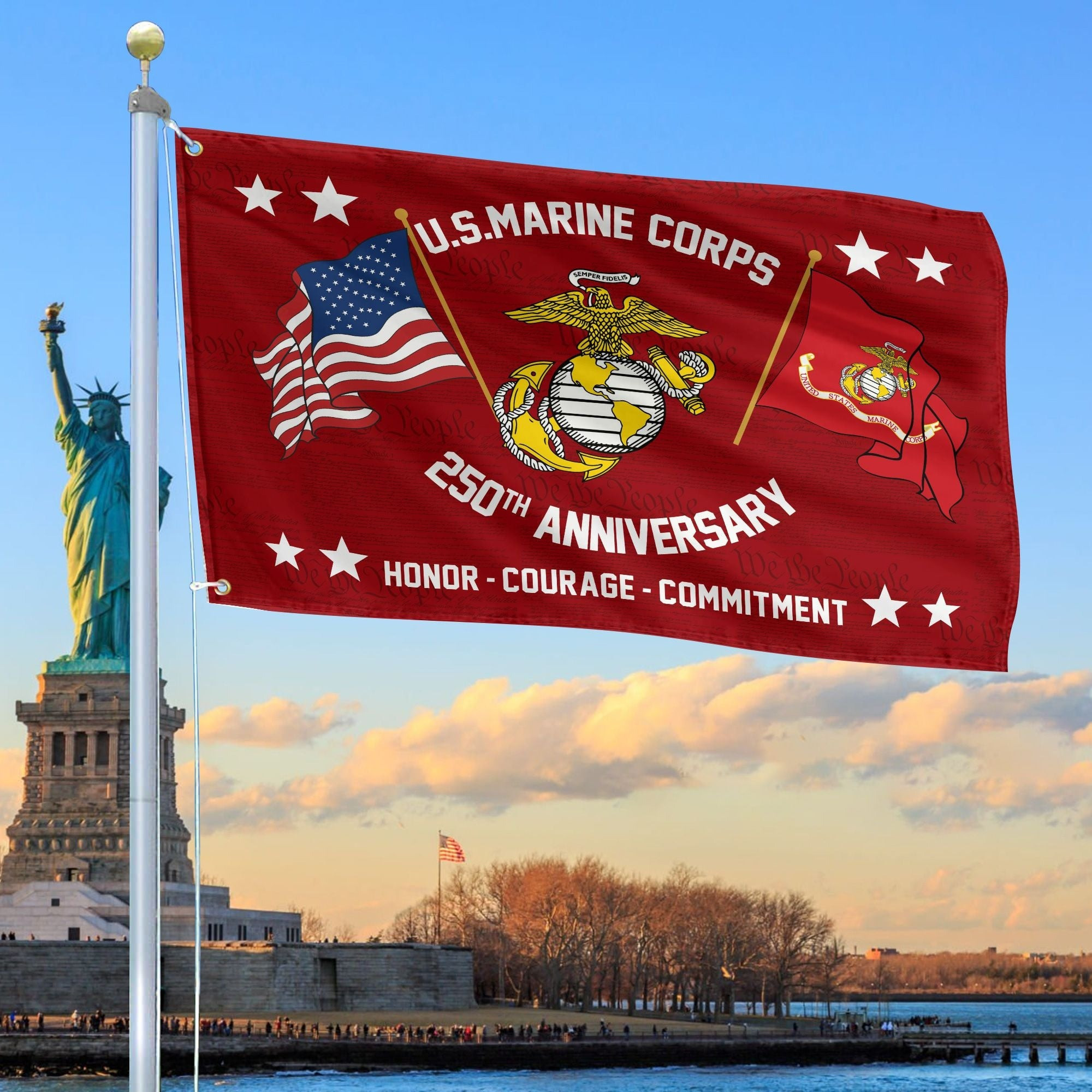 USMC 250th Anniversary Marine Corps Flag Gifts For Marine Veteran 4th of July Merch