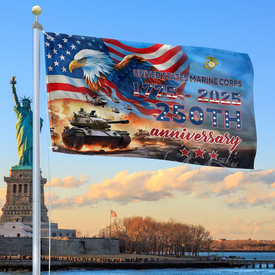 USMC 250th Anniversary Marine Corps Flag Marine Veteran Decor Gift for Dad
