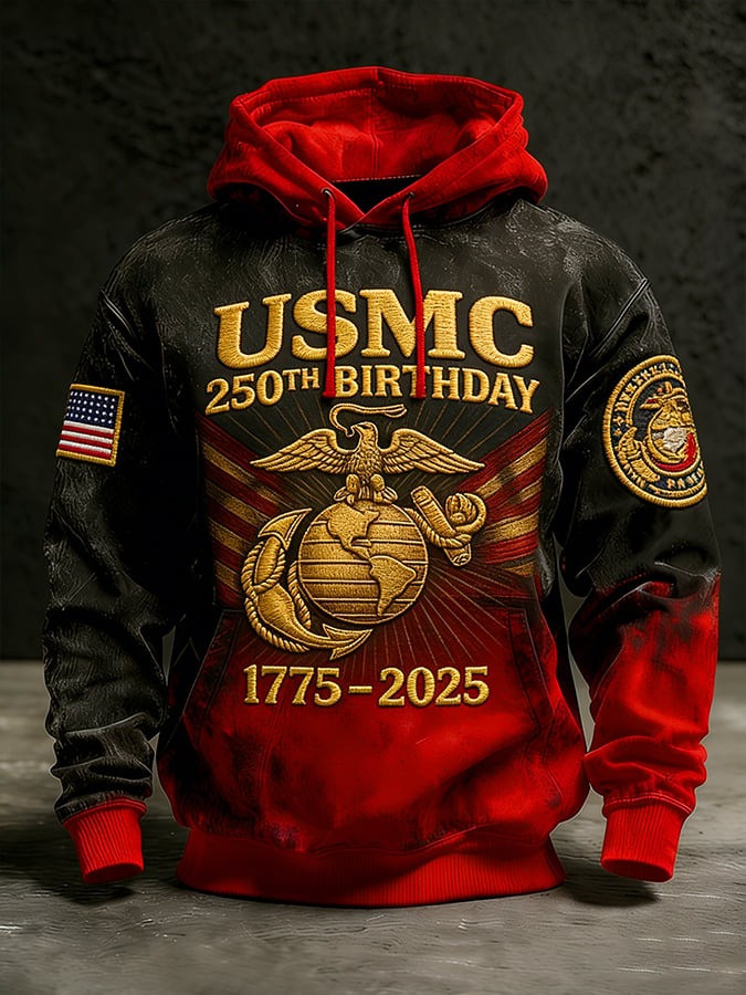 USMC 250th Birthday Hoodie United America Anniversary 1775 2025 Pullover Gift Ideas
