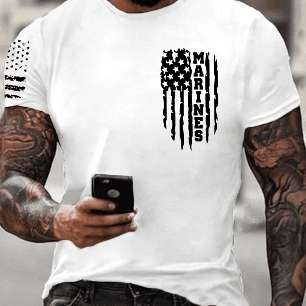 USMC 250Th Birthday White T-Shirt Marines American Flag Merch Us Marine Corps Gifts