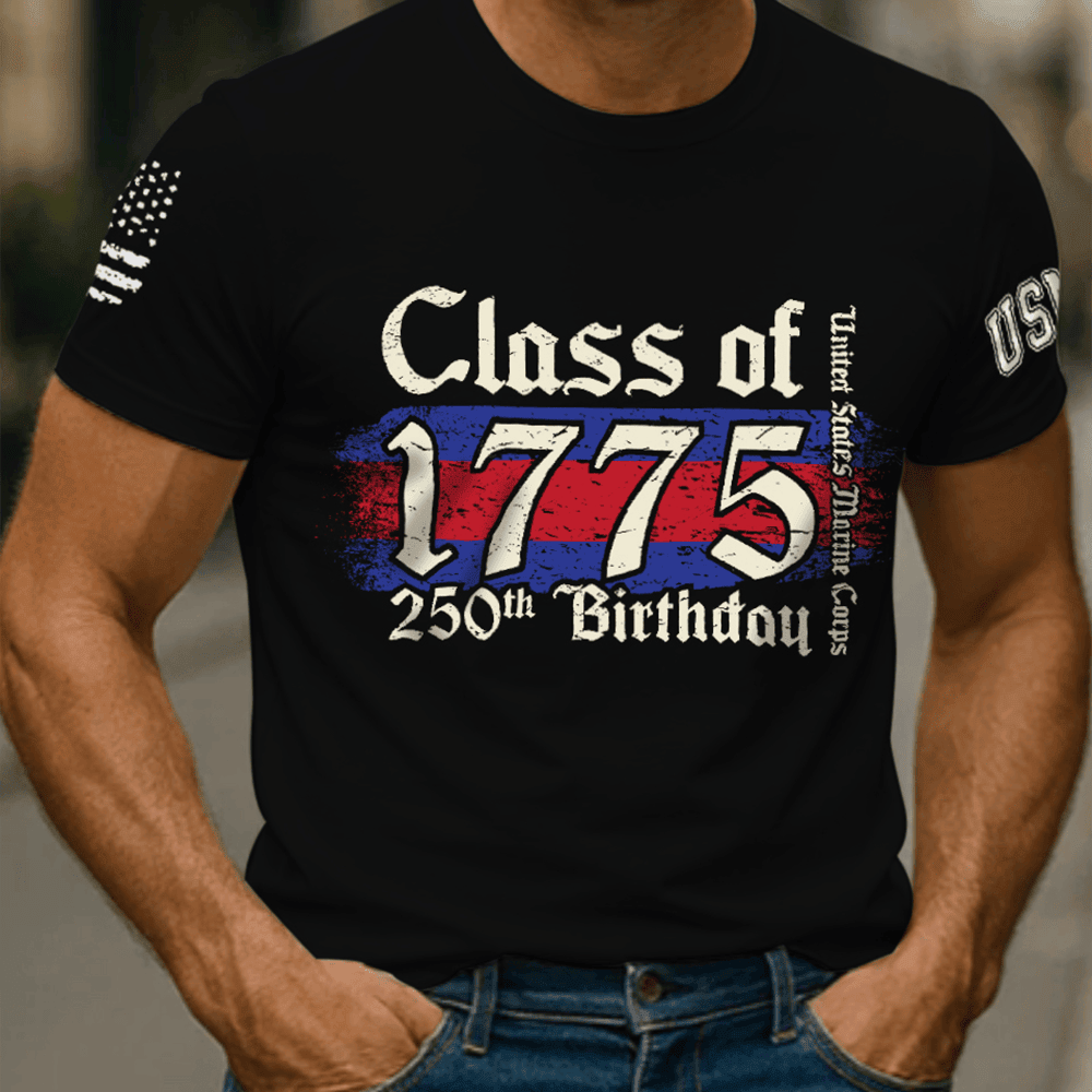 USMC Class Of 1775 250th Birthday Black T-Shirt Veteran Merch Marine Corp Birthday Gifts USMC Class Of 1775 250th Birthday Black T-Shirt Veteran Merch Marine Corp Birthday Gifts - Image 1
