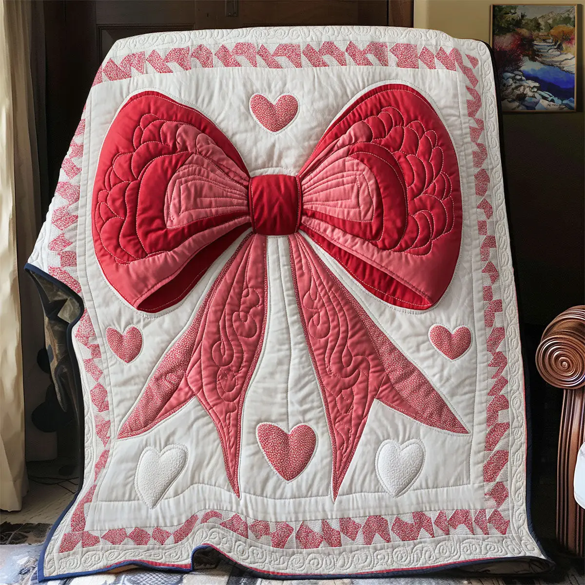Valentine Bow Quilt Blankets Gifts For Father's Day From Wife