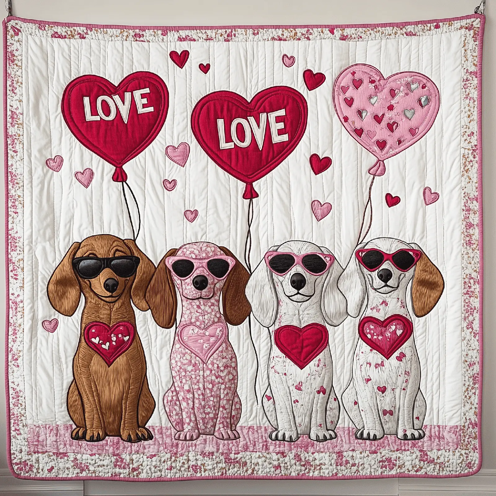 Valentine Dachshund Love Quilted Blanket Unique Home Decor Unique Valentine's Day Ideas Valentine Dachshund Love Quilted Blanket Unique Home Decor Unique Valentine's Day Ideas - Image 1