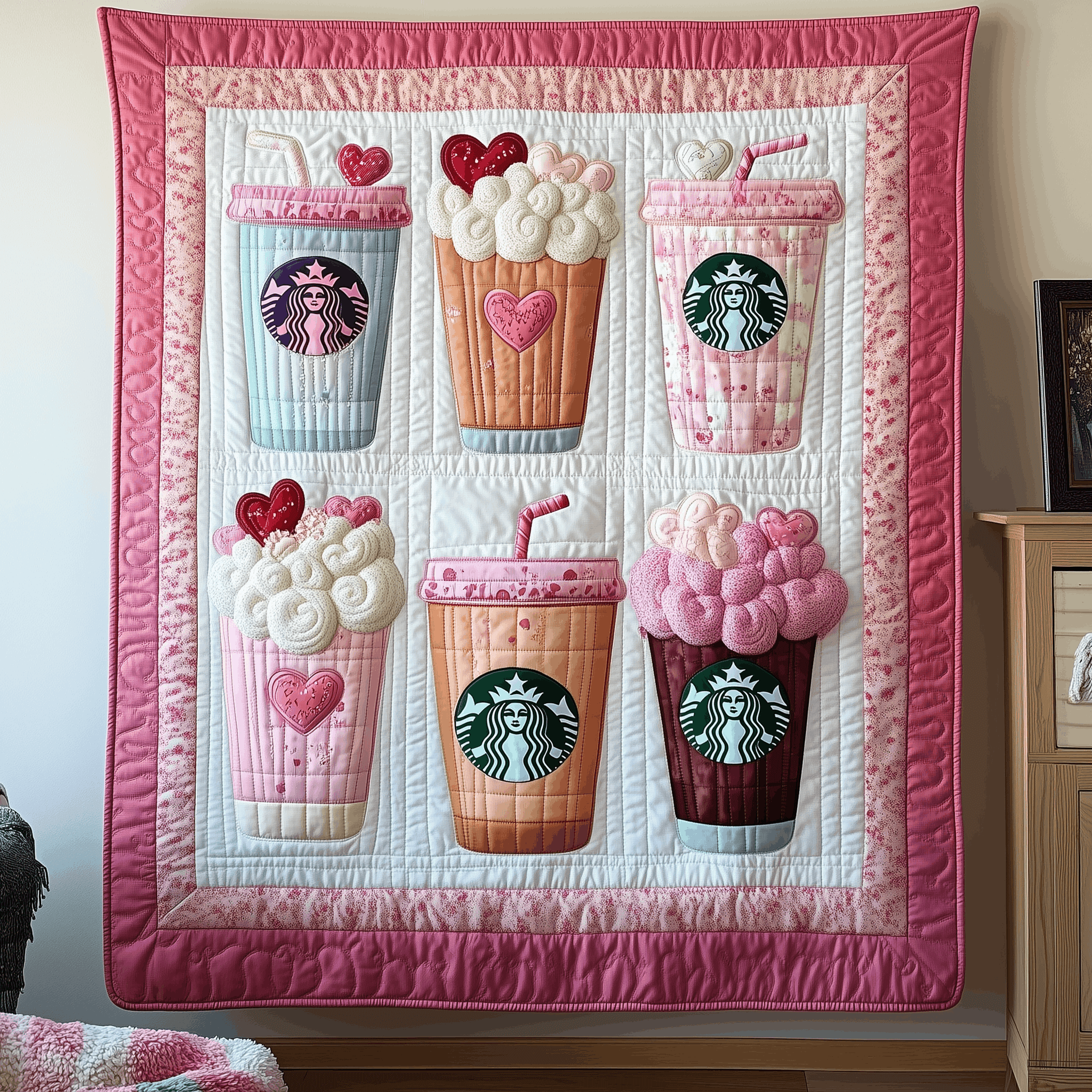 Valentine Day Drink Quilted Blanket Cozy Home Decor Unique Valentine's Day Ideas