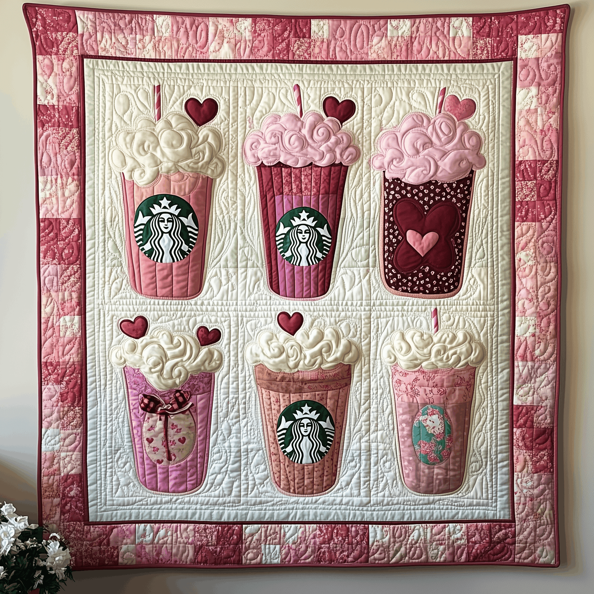 Valentine Day Drink Quilted Blanket Cozy Home Decor Valentine Gift Idea For Wife