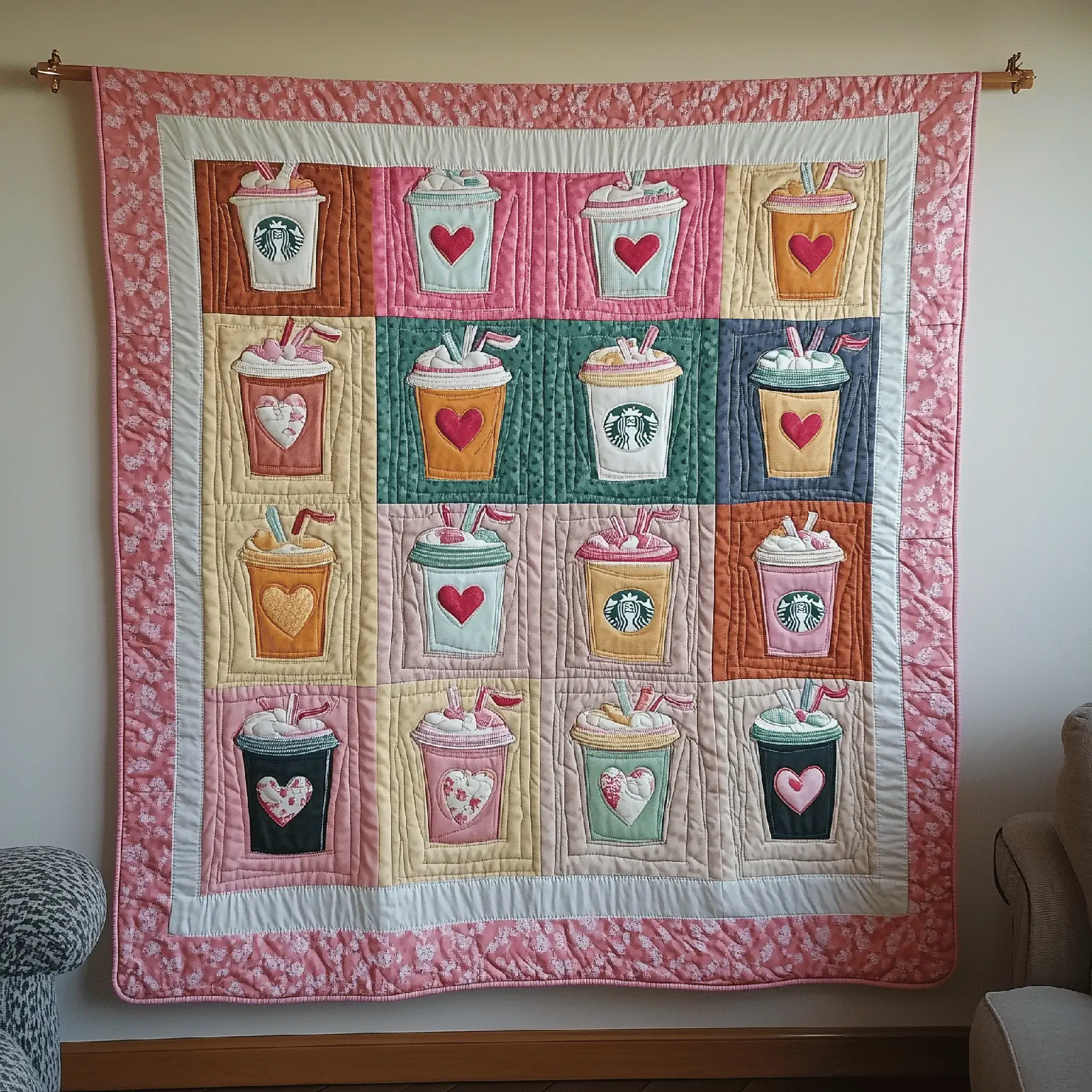 Valentine Day Drink Quilted Blanket Cozy Vibe Unique Home Decorations Gifts For Her