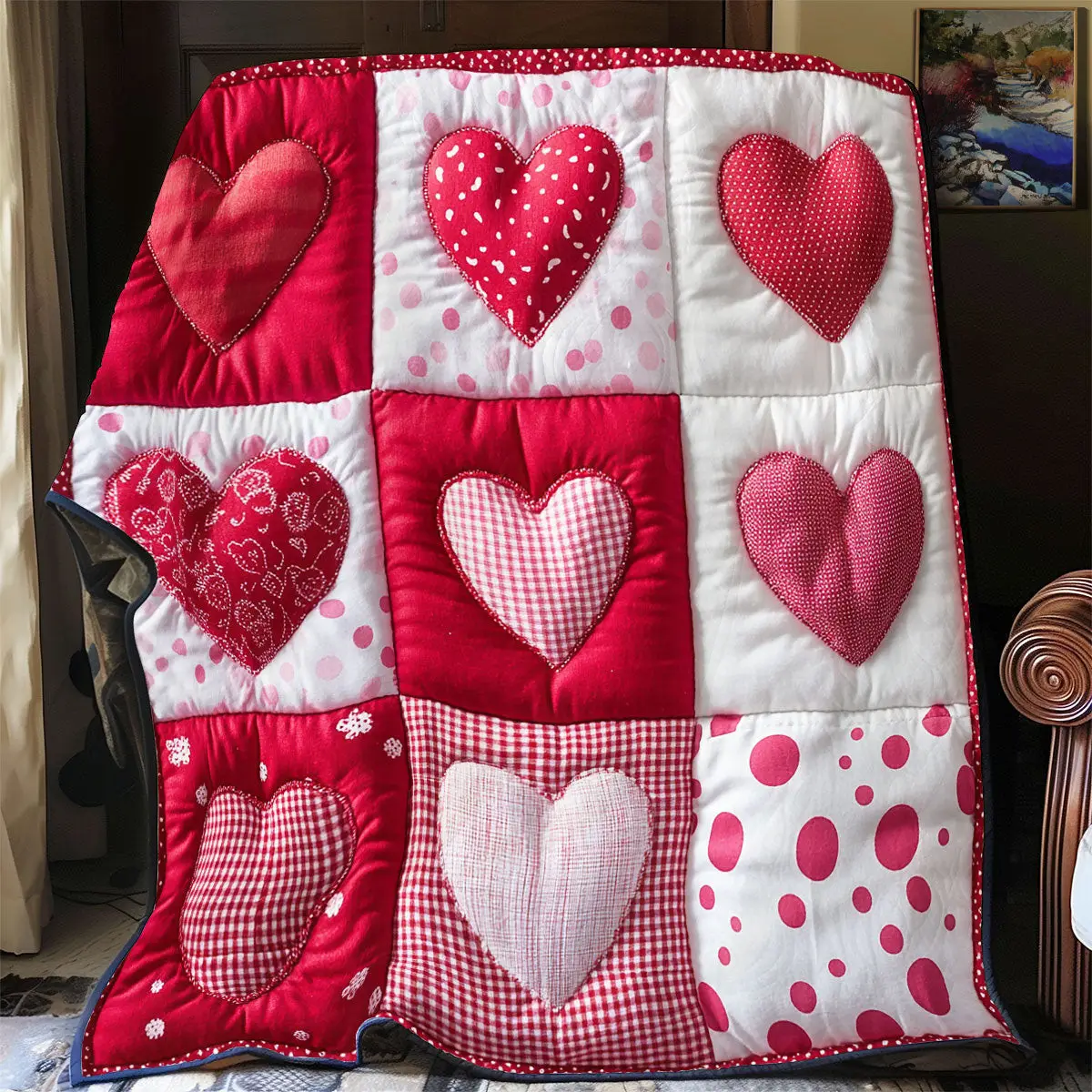 Valentine Heart Quilt Blankets Couch Blanket Father's Day Gifts For Son In Law Valentine Heart Quilt Blankets Couch Blanket Father's Day Gifts For Son In Law - Image 1