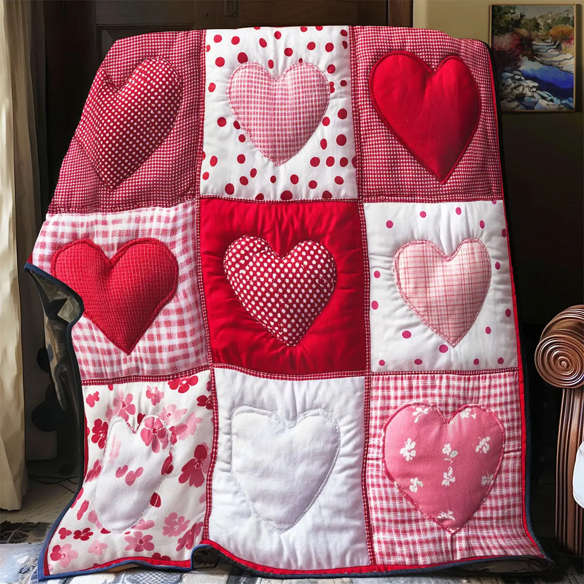 Valentine Heart Quilt Blankets Couch Blanket Mother's In Law Gifts Mom's Day