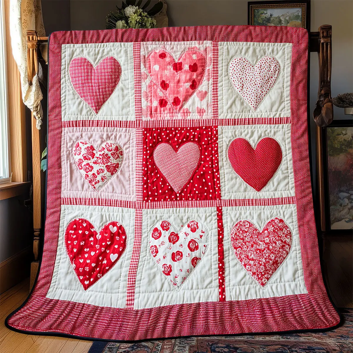 Valentine Heart Quilted Throw Blankets Mothers Day And Fathers Day Gifts