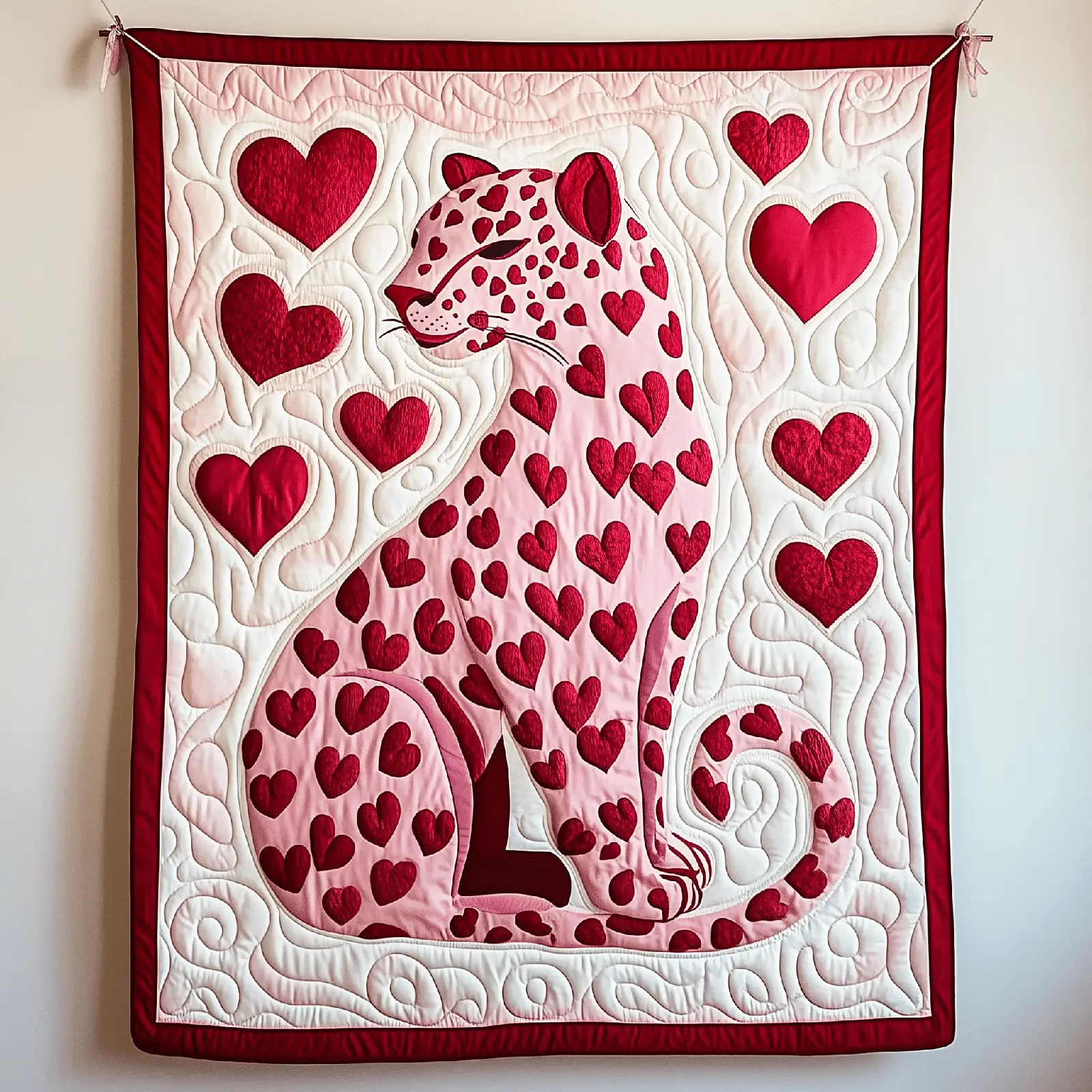 Valentine Leopard Quilted Blanket Cute Animal Graphic Lovely Home Decor Leopard Lover Gift Ideas