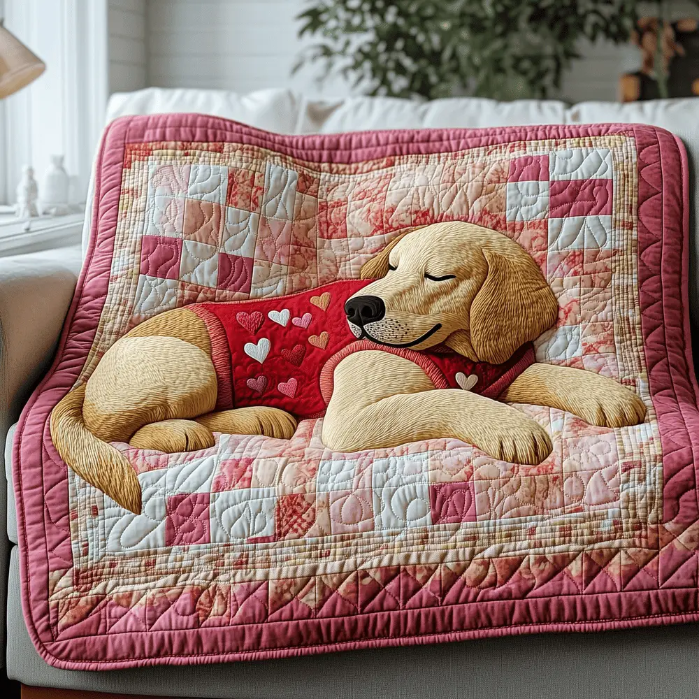 Valentine Sleepy Golden Retriever Quilted Blanket Home Decor Ideas Valentine Gift Ideas For Him