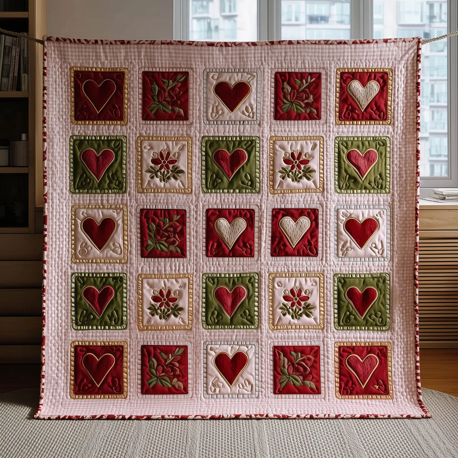 Valentine Stamps Quilted Blanket Heart Art Designs Cute Accessories Gifts For Her
