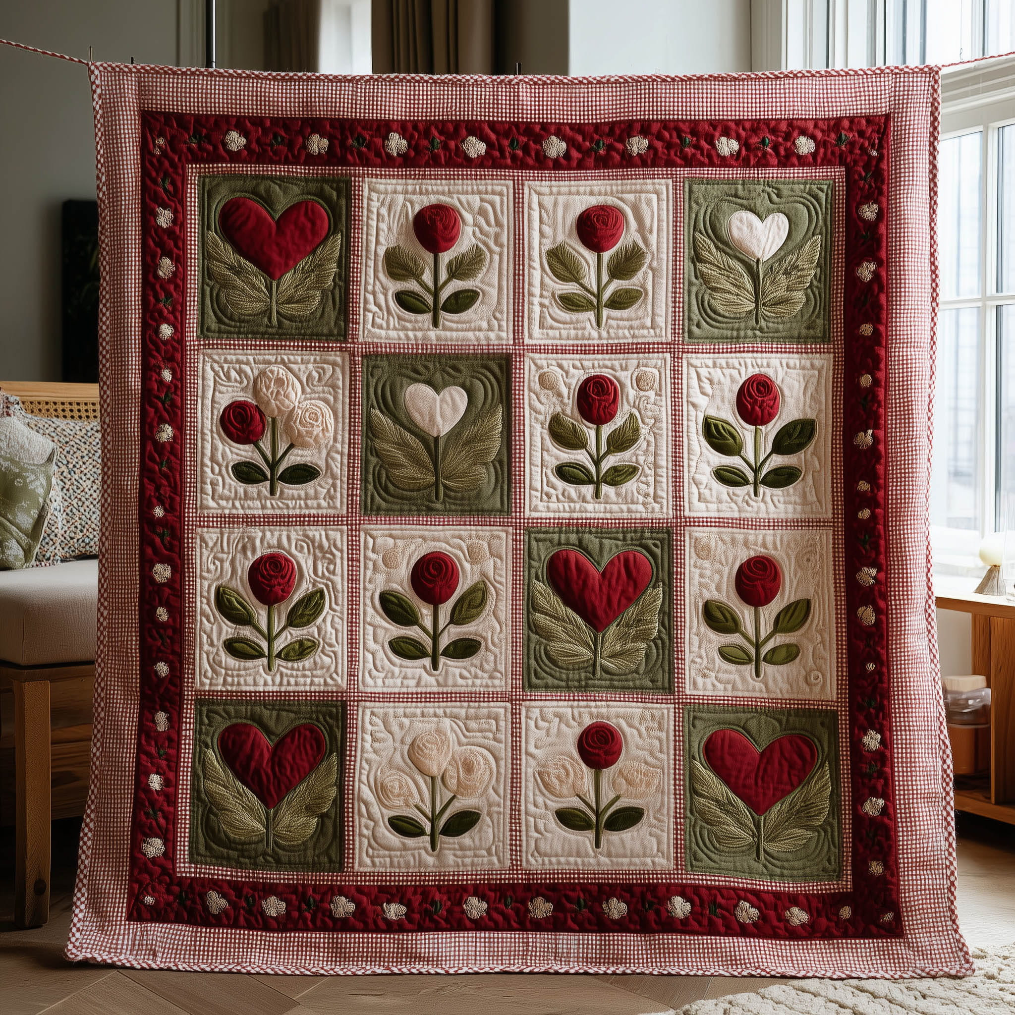 Valentine Stamps Quilted Blanket Rustic Home Decor Valentine Gift Ideas For Him