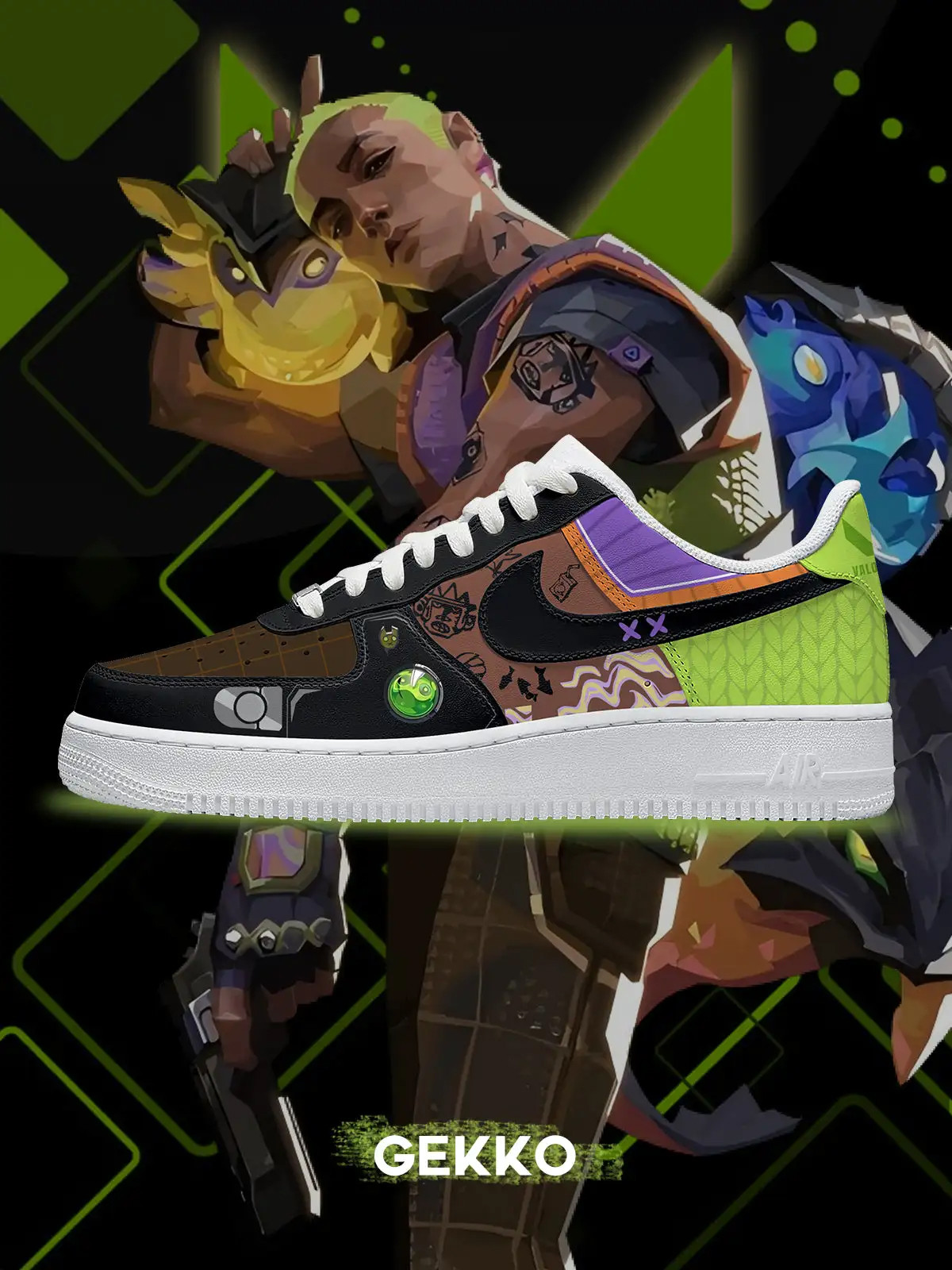 Valorant Gekko Air Force 1 Shoes Sneakers