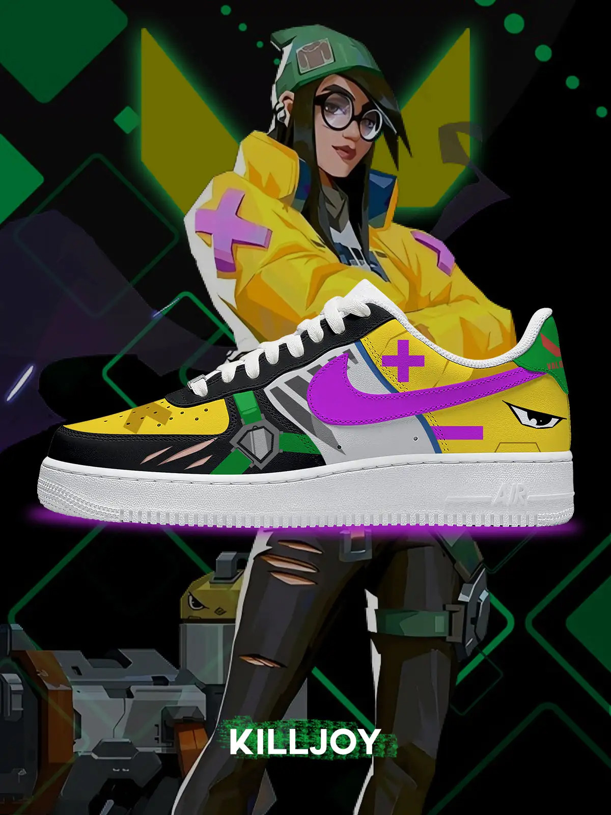 Valorant Killjoy Air Force 1 Shoes Sneakers Valorant Killjoy Air Force 1 Shoes Sneakers - Image 1