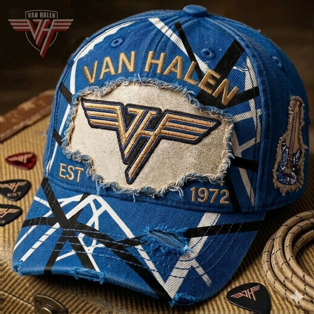 Van Halen Merch Dad Hat Iconic Logo And Est 1972 Ball Cap Music Lover's Gift