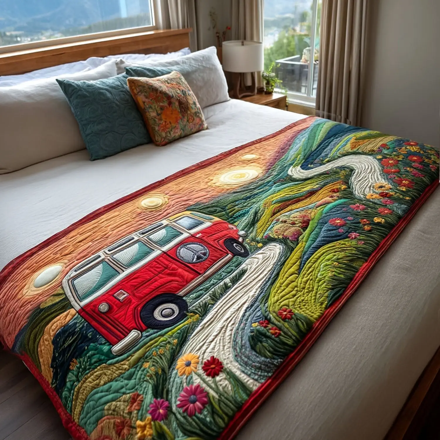 Vanlife Journey Quilted Bed Runner Vanlife Journey Road Trip Gift