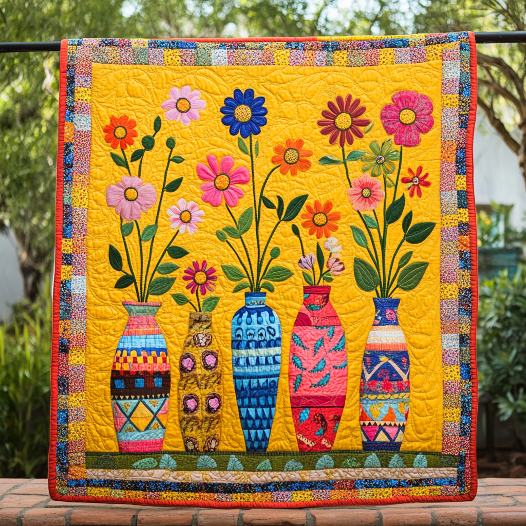 Vase Bloom Quilted Blanket Best Throw Blanket Gifts For Mexican Families Vase Bloom Quilted Blanket Best Throw Blanket Gifts For Mexican Families - Image 1