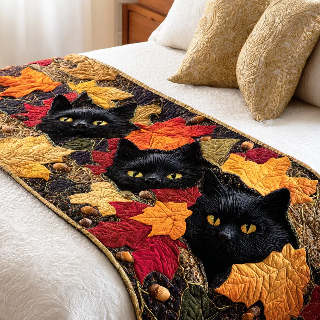 Velvet Shadow Quilted Bed Runner Velvet Shadow Mood Elegant Gift for Wife